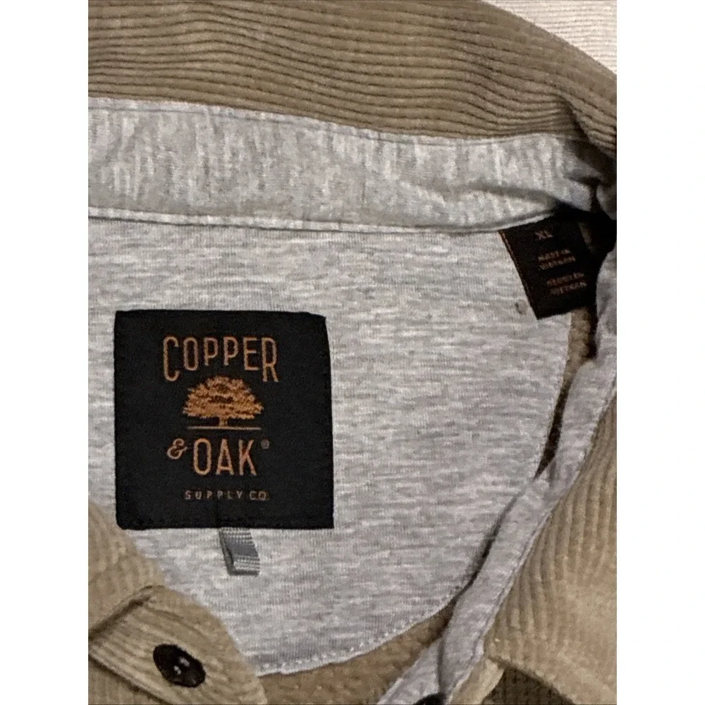 Copper and Oak Men's Shirt Jacket XL  Beige Snap Up Shacket Cozy Collar Normcore